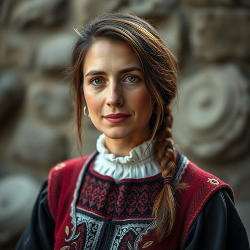 Romanians, rendered by FLUX.1 schnell from the shared prompt, AI-generated adult subject