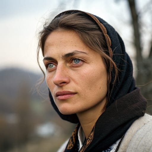 Romanians, rendered by Recraft V3 from the shared prompt, AI-generated adult subject