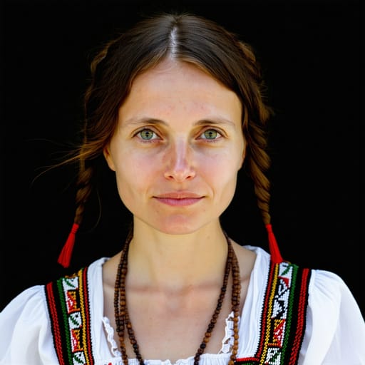 Romanians, rendered by Stable Diffusion 3.5 Large from the shared prompt, AI-generated adult subject