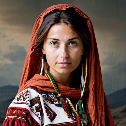 Romanians, rendered by Stable Diffusion 3.5 Large from the shared prompt, AI-generated adult subject