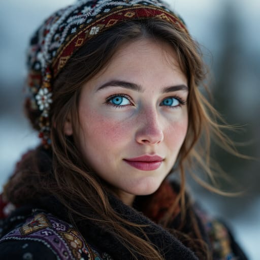 Sámi, rendered by FLUX 1.1 Pro from the shared prompt, AI-generated adult subject