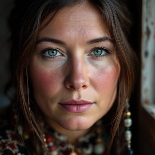 Sámi, rendered by FLUX 1.1 Pro from the shared prompt, AI-generated adult subject