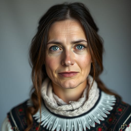 Sámi, rendered by FLUX.1 schnell from the shared prompt, AI-generated adult subject