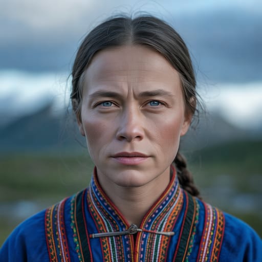 Sámi, rendered by Ideogram 3.0 Turbo from the shared prompt, AI-generated adult subject