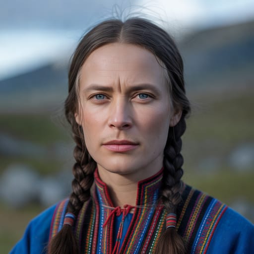 Sámi, rendered by Ideogram 3.0 Turbo from the shared prompt, AI-generated adult subject