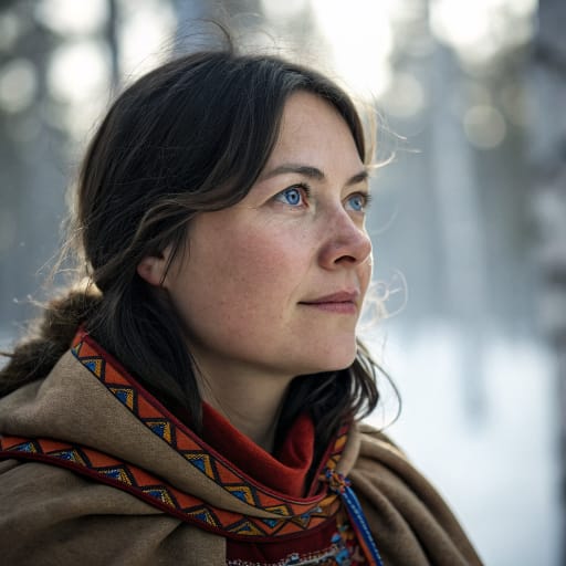 Sámi, rendered by Recraft V3 from the shared prompt, AI-generated adult subject