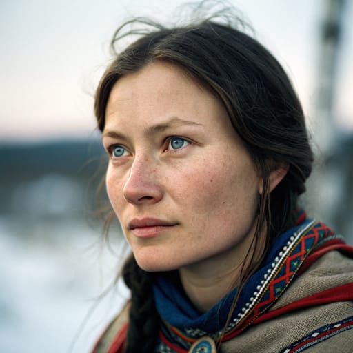 Sámi, rendered by Recraft V3 from the shared prompt, AI-generated adult subject
