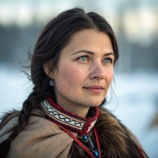 Sámi, rendered by Recraft V3 from the shared prompt, AI-generated adult subject