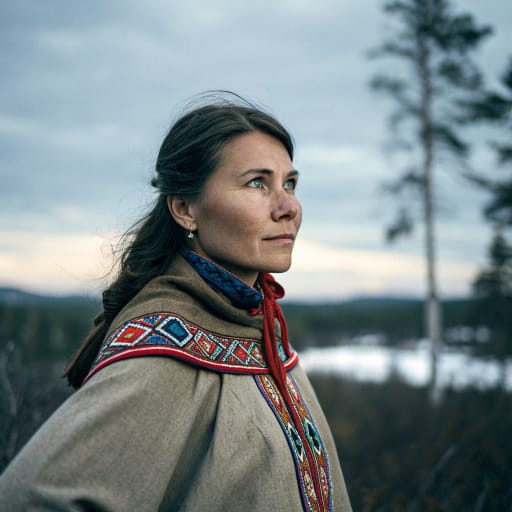 Sámi, rendered by Recraft V3 from the shared prompt, AI-generated adult subject