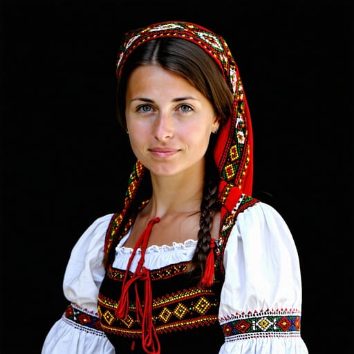 Serbs, rendered by Stable Diffusion 3.5 Large from the shared prompt, AI-generated adult subject
