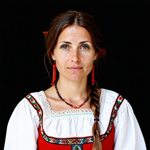 Serbs, rendered by Stable Diffusion 3.5 Large from the shared prompt, AI-generated adult subject
