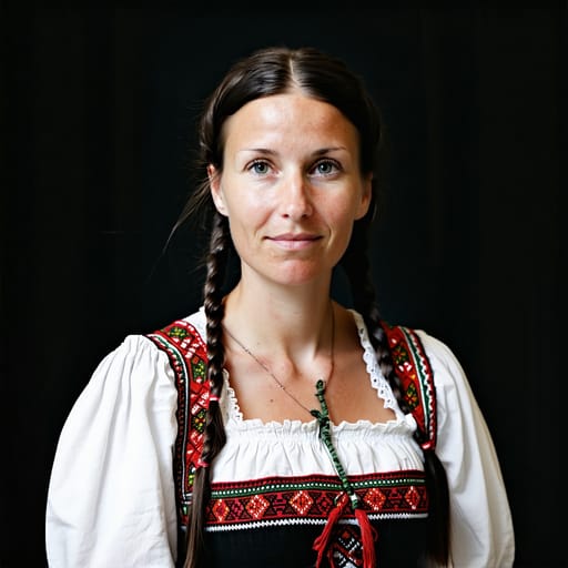 Slovenes, rendered by Stable Diffusion 3.5 Large from the shared prompt, AI-generated adult subject