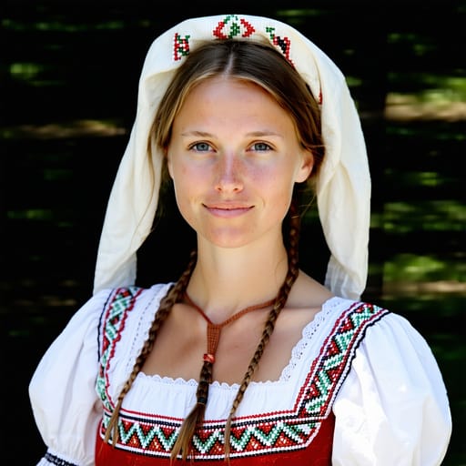 Slovenes, rendered by Stable Diffusion 3.5 Large from the shared prompt, AI-generated adult subject