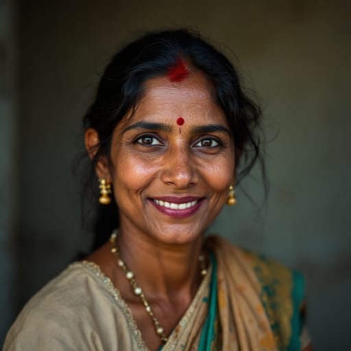 Telugu, rendered by FLUX 1.1 Pro from the shared prompt, AI-generated adult subject