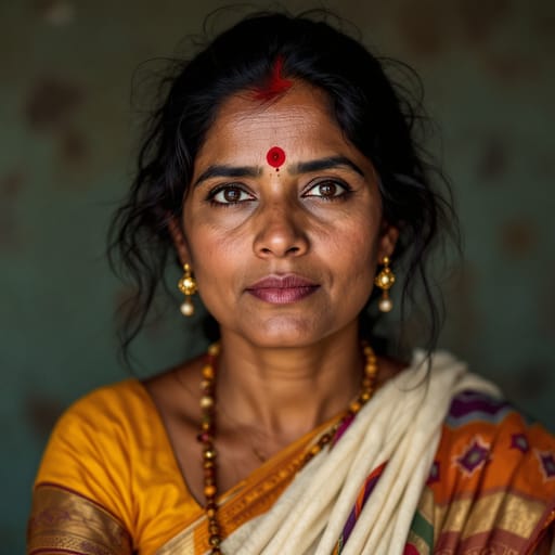 Telugu, rendered by FLUX 1.1 Pro from the shared prompt, AI-generated adult subject