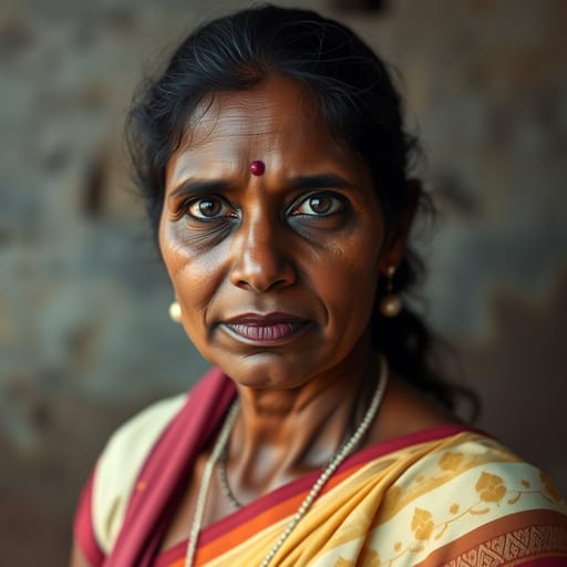 Telugu, rendered by FLUX.1 schnell from the shared prompt, AI-generated adult subject