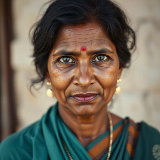 Telugu, rendered by FLUX.1 schnell from the shared prompt, AI-generated adult subject