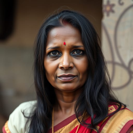 Telugu, rendered by FLUX.1 schnell from the shared prompt, AI-generated adult subject