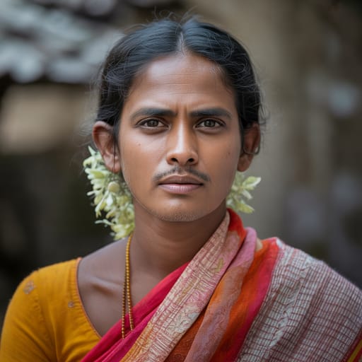 Telugu, rendered by Ideogram 3.0 Turbo from the shared prompt, AI-generated adult subject