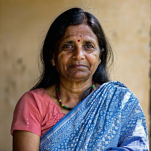 Telugu, rendered by Stable Diffusion 3.5 Large from the shared prompt, AI-generated adult subject