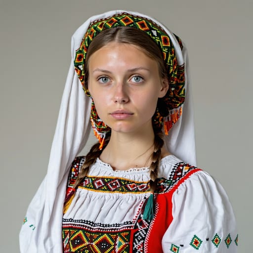 Ukrainians, rendered by Stable Diffusion 3.5 Large from the shared prompt, AI-generated adult subject
