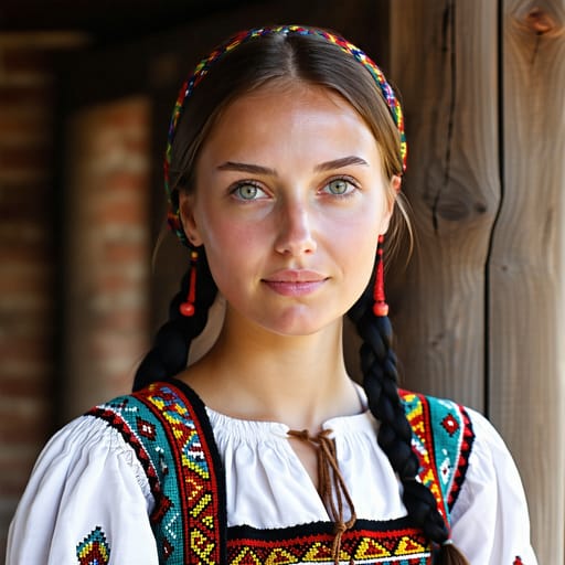 Ukrainians, rendered by Stable Diffusion 3.5 Large from the shared prompt, AI-generated adult subject
