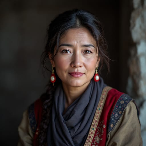 Uyghurs, rendered by FLUX 1.1 Pro from the shared prompt, AI-generated adult subject