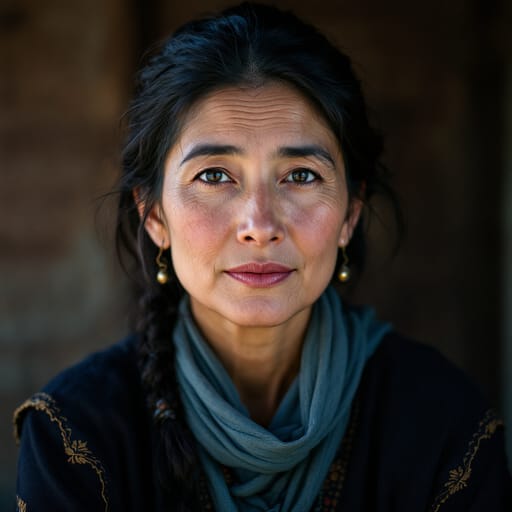Uyghurs, rendered by FLUX 1.1 Pro from the shared prompt, AI-generated adult subject