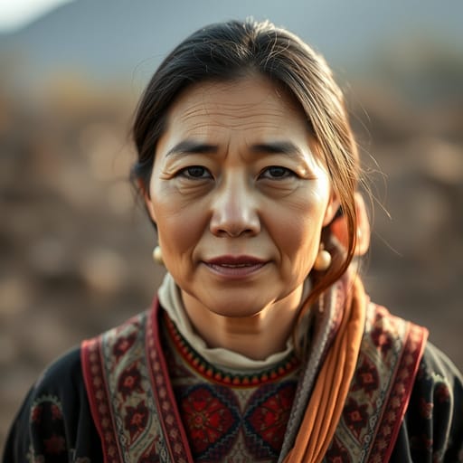 Uyghurs, rendered by FLUX.1 schnell from the shared prompt, AI-generated adult subject