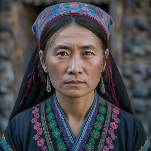 Uyghurs, rendered by Ideogram 3.0 Turbo from the shared prompt, AI-generated adult subject