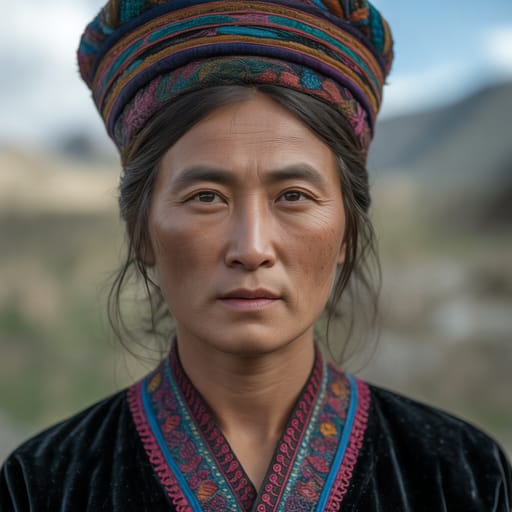 Uyghurs, rendered by Ideogram 3.0 Turbo from the shared prompt, AI-generated adult subject