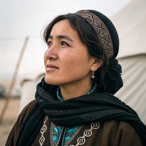 Uyghurs, rendered by Recraft V3 from the shared prompt, AI-generated adult subject