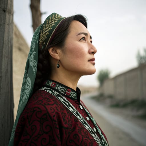 Uyghurs, rendered by Recraft V3 from the shared prompt, AI-generated adult subject