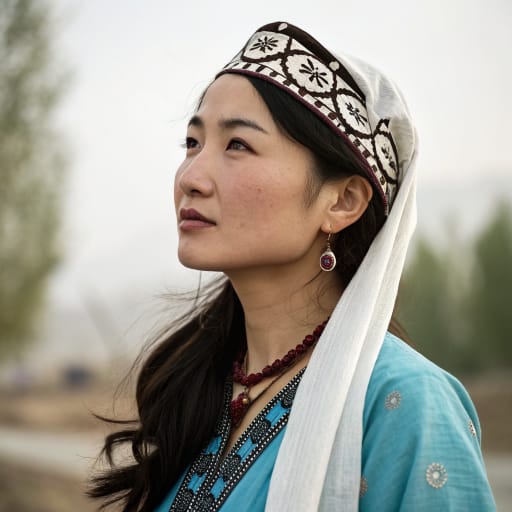 Uyghurs, rendered by Recraft V3 from the shared prompt, AI-generated adult subject