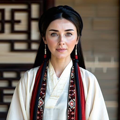 Uyghurs, rendered by Stable Diffusion 3.5 Large from the shared prompt, AI-generated adult subject