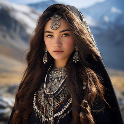 Pamiris woman from Pamir Mountains (Tajikistan, Afghanistan, China) — related phenotype reference