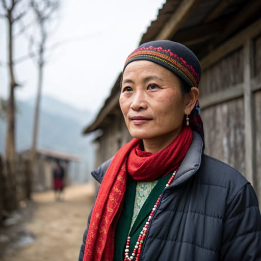 Achang woman from Dehong Dai and Jingpo Autonomous Prefecture in western Yunnan, China (Lianghe, Longchuan and Yingjiang counties, and Mangshi), with a related population across the border in Myanmar's Kachin and Shan states