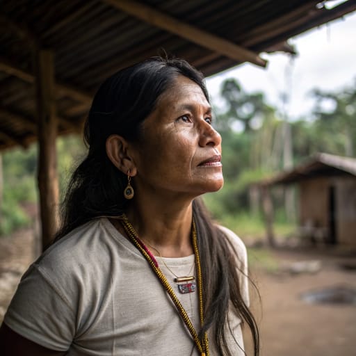 Aché woman from Atlantic Forest of eastern Paraguay, now living in several communities in the country's east, including areas around the Mbaracayú Forest reserve