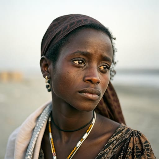 Afro-Iranians woman from Iran's Persian Gulf and Gulf of Oman coast, chiefly Hormozgan (Bandar Abbas, Minab, Qeshm) and Bushehr, with smaller communities in Khuzestan, Sistan and Baluchestan, and inland cities such as Shiraz and Tehran