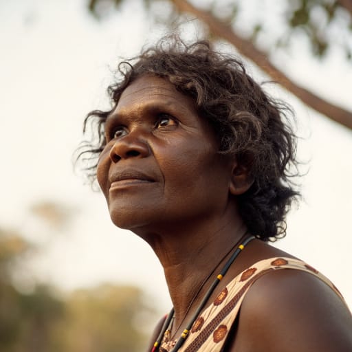 Airiman woman from Northern Territory, Australia. Listed in Norman Tindale's 1974 tribal catalog; the exact extent of their country is thinly documented., related phenotype reference