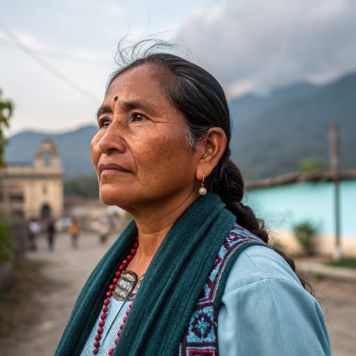 Akatek woman from Sierra de los Cuchumatanes, Huehuetenango, Guatemala, centered on San Miguel Acatán and San Rafael La Independencia; resettled communities in Chiapas, Campeche and Quintana Roo, Mexico, related phenotype reference