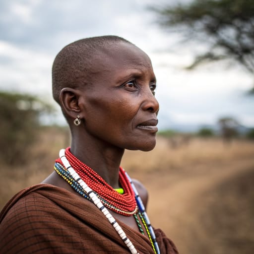 Akiek woman from Highland forests of Kenya's Mau Escarpment and Mount Elgon, with a smaller southern branch (the Akie) on the Maasai Steppe of northern Tanzania, mainly Kiteto District in Manyara Region., related phenotype reference