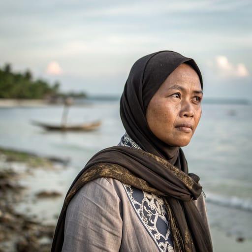 Akit woman from Rupat Island and nearby coastal areas of Bengkalis Regency, Riau Province, Sumatra, Indonesia