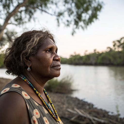 Alawa woman from South of the Roper River along the Hodgson River, inland from the southwestern Gulf of Carpentaria, Northern Territory, Australia. Main communities today are Minyerri (former Hodgson Downs) and Ngukurr.