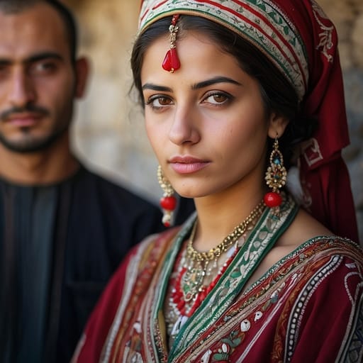 Alawite woman from Syria (Latakia, Tartus) and smaller cross-border populations