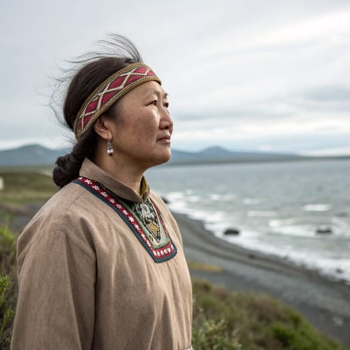 Alyutors woman from Northern Kamchatka Peninsula, Koryak Okrug of Kamchatka Krai, Russia: the Bering Sea coast around the Olyutorsky and Karaginsky gulfs and the Okhotsk coast near Palana., related phenotype reference