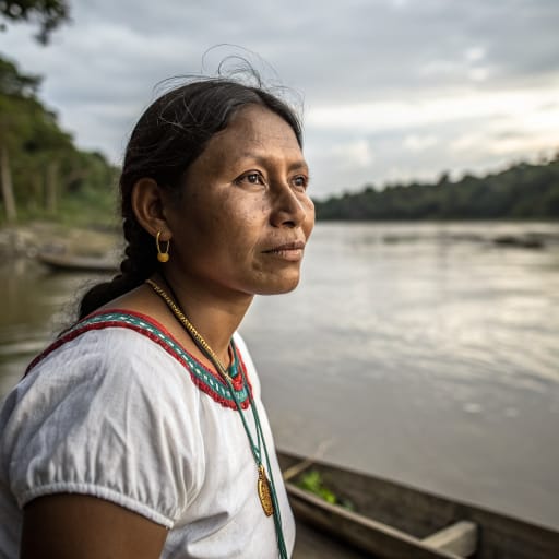 Arabela woman from Villages of Buena Vista and Flor de Coco on the Arabela River, a tributary of the Curaray in the Napo basin, Loreto region, northeastern Peru.