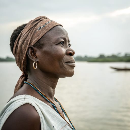 Avikam woman from Grand-Lahou and the surrounding lagoon villages at the mouth of the Bandama River, Grands-Ponts region, southern Côte d'Ivoire.