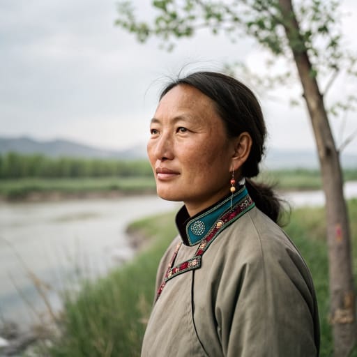 Baarin woman from Bairin Left and Bairin Right Banners in Chifeng, southeastern Inner Mongolia, China; smaller Baarin clans in Mongolia.