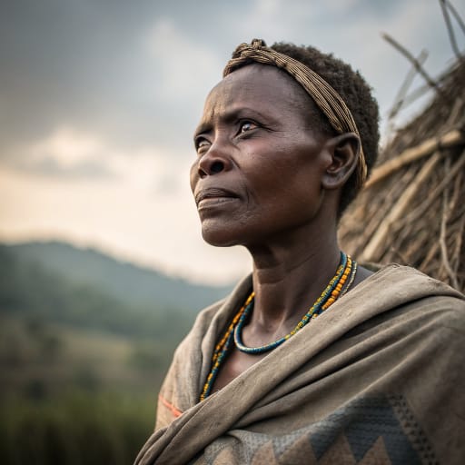 Bafumbira woman from Bufumbira County, Kisoro District, in the Virunga highlands of southwestern Uganda, on the borders with Rwanda and the Democratic Republic of the Congo, related phenotype reference